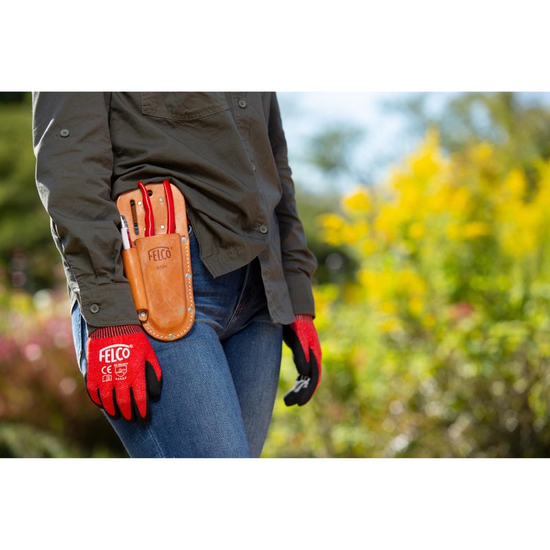 FELCO F910+ USA Made Leather Holster â€“ Dual-Slot Belt Pouch for Pruners, Wire Cutters & Folding Saws with Accessory Slot | Tool Holster with Clip & Loop Attachment | Heavy-Duty Genuine Leather - Image 3